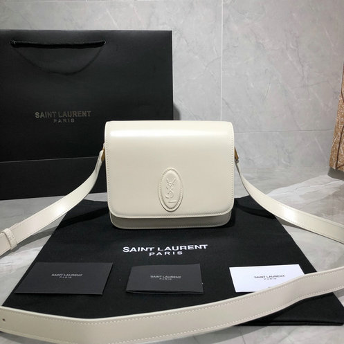 2019 Saint Laurent LE 61 Small Saddle Bag in blanc vintage smooth leather