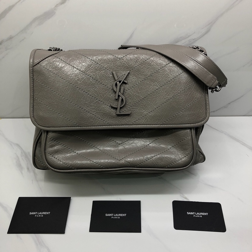 2019 S/S Saint Laurent Large Niki Chain Bag in vintage crinkled and quilted leather [498830C ...