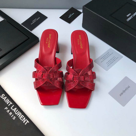 2019 Saint Laurent Tribute Nu Pieds Sandals in Red
