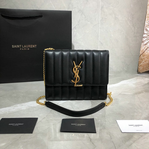 2019 Saint Laurent Vicky Chain Wallet in quilted lambskin leather