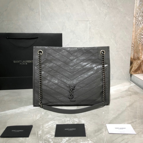 2019 Saint Laurent NIKI Medium shopping bag in storm crinkled vintage leather