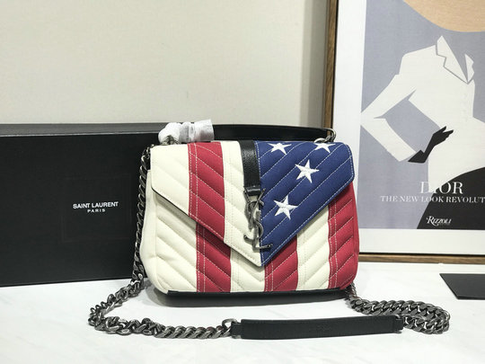 2020 Saint Laurent College Medium bag in “American Flag” patchwork fabric