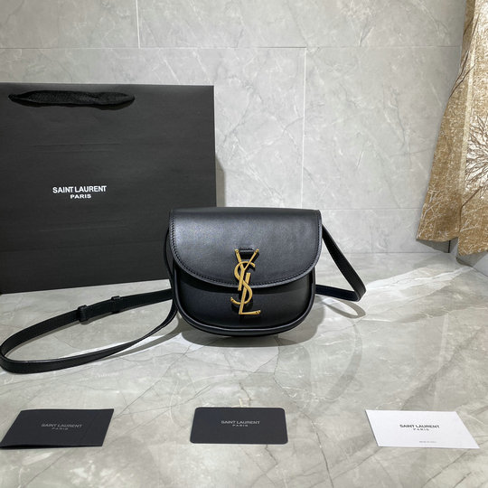 2020 Saint Laurent Kaia Small Satchel in black smooth vintage leather