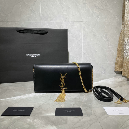 2020 Saint Laurent Kate 99 Monogram Bag in black lambskin leather
