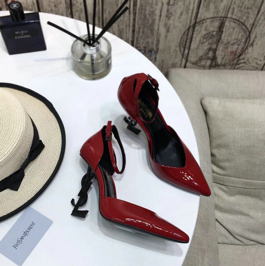 2020 Saint Laurent Opyum D'orsay Pumps in Red Patent Leather with Black Heel