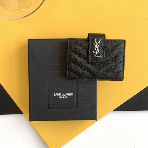 2023 cheap Saint Laurent Cassandre Matelasse Business Card Case grain de poudre embossed leather