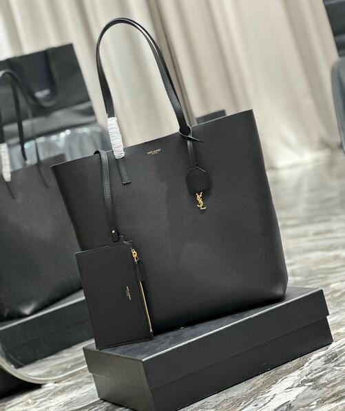 2023 Saint Laurent N/S Shopping Tote Bag in Vintage black Leather