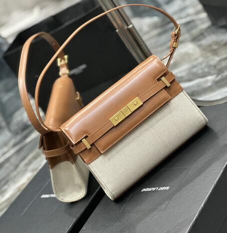 2023 Saint Laurent Manhattan Small Shoulder Bag in in Canvas and Leather