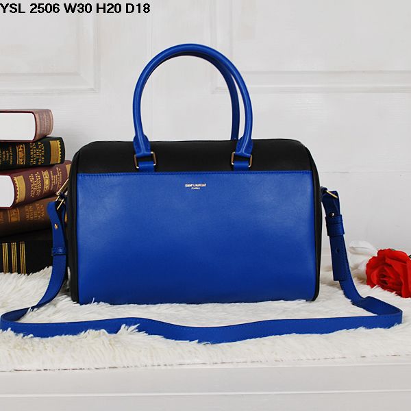 S/S 2016 Saint Laurent Bags Cheap Sale-Saint Laurent Classic Bag in Black and Blue Calfskin Leather