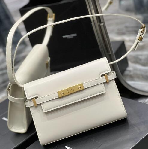 2023 Saint Laurent Manhattan Small Shoulder Bag in white Leather