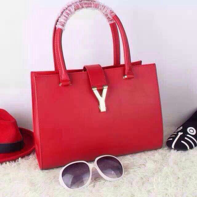 2015 Saint Laurent Runway Collection Outlet - YSL Top Handle Bag in Red Calfskin Leather