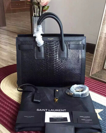 2015 New Saint Laurent Bag Cheap Sale- Saint Laurent Classic Medium SAC DE JOUR BAG in Black Crocodile Embossed Leather