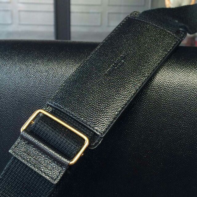 2015 New Saint Laurent Bag Cheap Sale-Saint Laurent Classic Museum Flap Front Messager Bag in Black Grain De Poudre Textured Leather - Click Image to Close