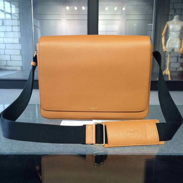 2015 New Saint Laurent Bag Cheap Sale-Saint Laurent Classic Museum Flap Front Messager Bag in Khaki Grain De Poudre Textured Leather