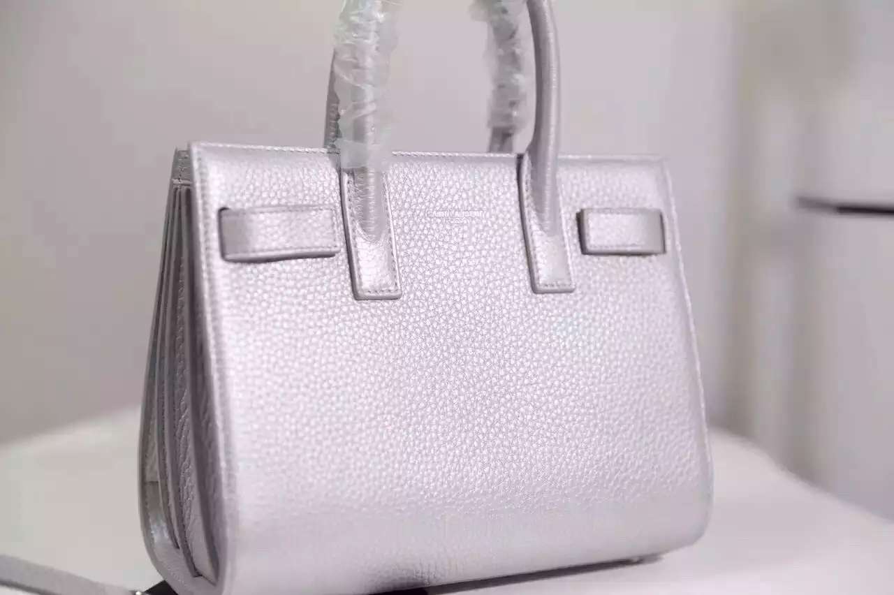 2015 New Saint Laurent Bag Cheap Sale-Saint Laurent Classic Nano Sac De Jour Bag in Silver Leather - Click Image to Close