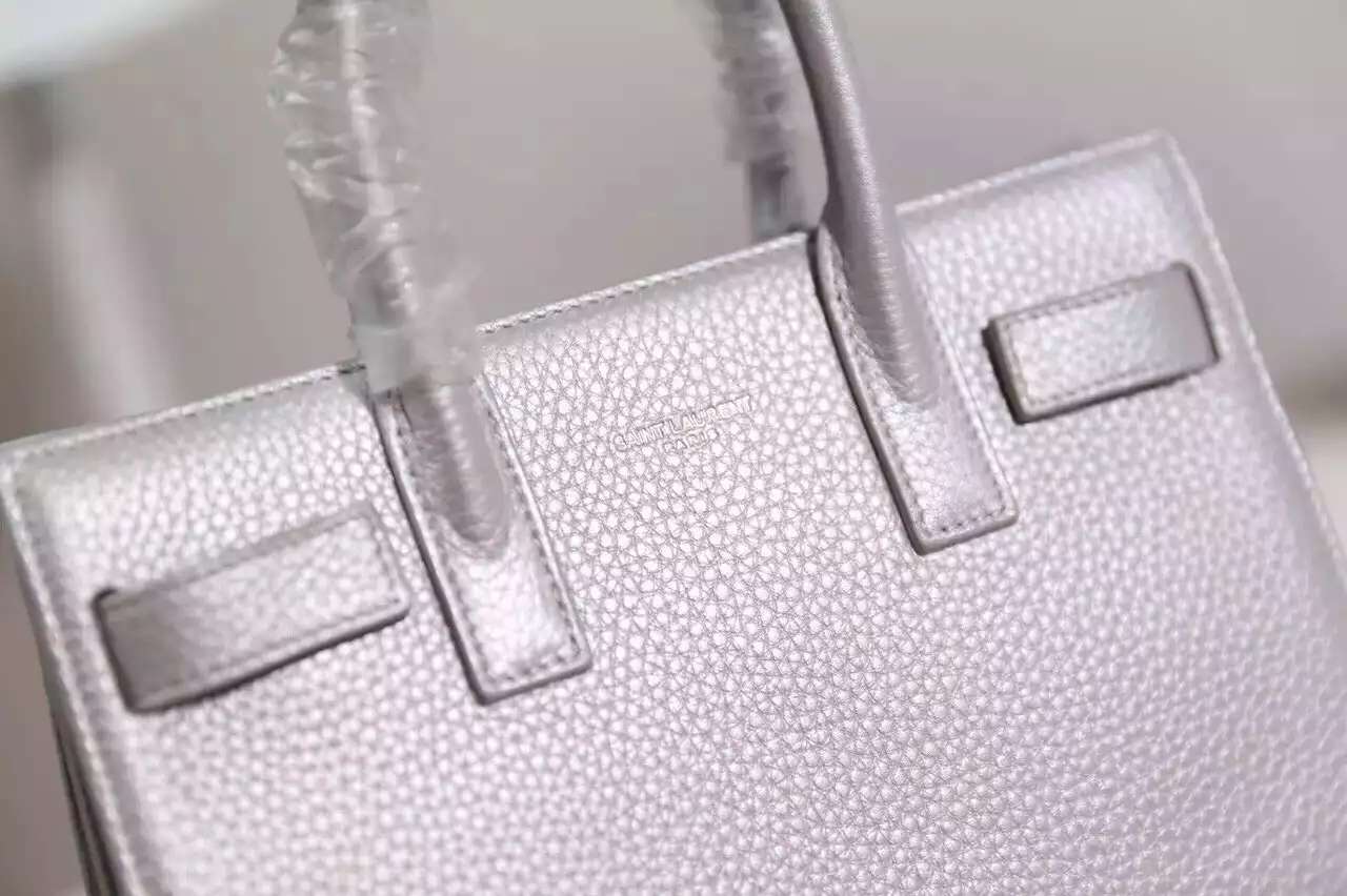 2015 New Saint Laurent Bag Cheap Sale-Saint Laurent Classic Nano Sac De Jour Bag in Silver Leather - Click Image to Close