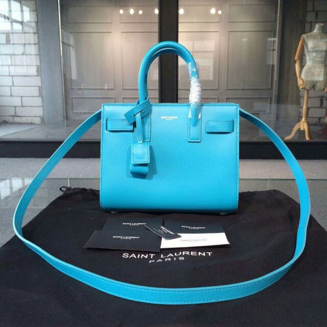 2015 New Saint Laurent Bag Cheap Sale-Saint Laurent Classic Nano Sac De Jour Bag in Blue Leather
