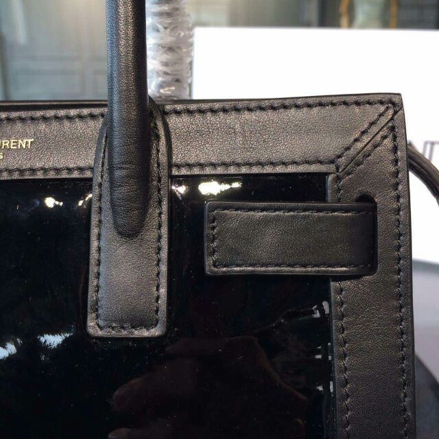 2015 New Saint Laurent Bag Cheap Sale- Saint Laurent 22CM SAC DE JOUR Bag in Black Patent Leather - Click Image to Close