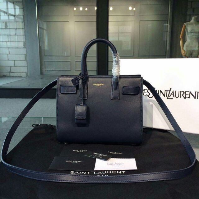 2015 New Saint Laurent Bag Cheap Sale-Saint Laurent Classic Nano Sac De Jour Bag in Navy Blue Leather