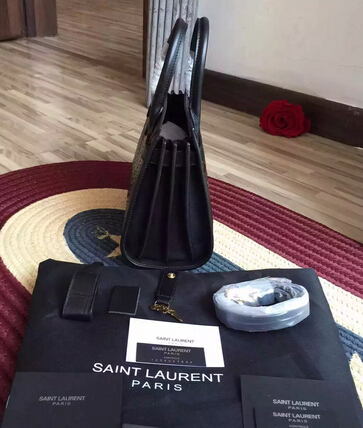2015 New Saint Laurent Bag Cheap Sale- Saint Laurent Classic Small SAC DE JOUR BAG in Black Crocodile Embossed Leather - Click Image to Close