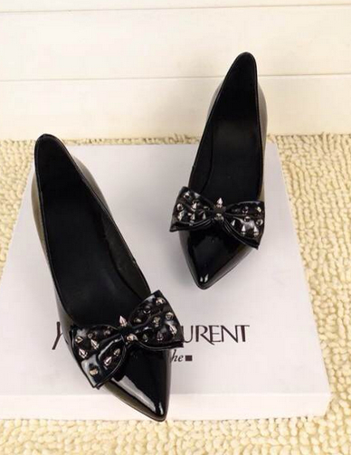 Saint Laurent Kitten 50 Bow Pump in Black Patent Leather,YSL Shoes 2014 - Click Image to Close