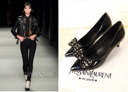 Saint Laurent Kitten 50 Bow Pump in Black Patent Leather,YSL Shoes 2014 - Click Image to Close