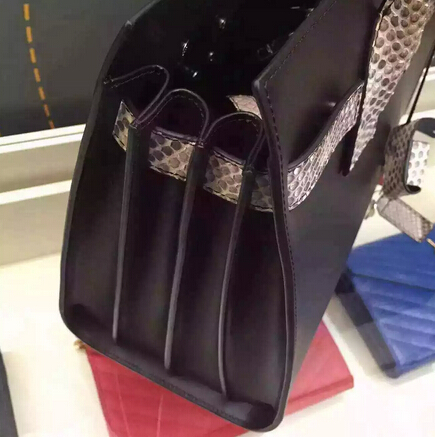 2015 New Saint Laurent Bag Cheap Sale-Saint Laurent Classic Sac De Jour Bag in Black Calfskin and Python Embossed Leather - Click Image to Close