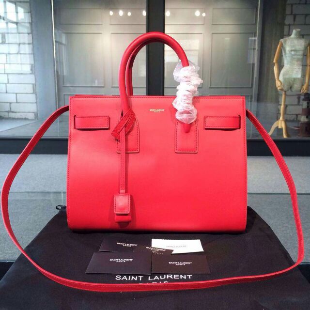 2015 New Saint Laurent Bag Cheap Sale-Saint Laurent Classic Sac De Jour Bag in Red Calfskin Leather