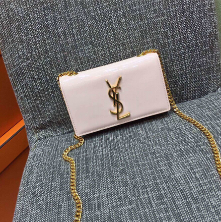 2015 New Saint Laurent Bag Cheap Sale-YSL Classic Small Monogram Saint Laurent Satchel in Pink Patent leather - Click Image to Close
