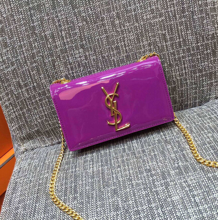 2015 New Saint Laurent Bag Cheap Sale-YSL Classic Small Monogram Saint Laurent Satchel in Purple Patent leather
