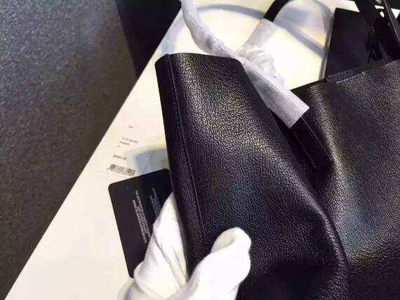 2015 New Saint Laurent Bag Cheap Sale-Saint Laurent Shopping Tote in Black Leather - Click Image to Close