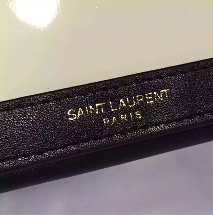 2015 New Saint Laurent Bag Cheap Sale-YSL Color Matching Wallet in Black Calfskin And White Patent Leather - Click Image to Close