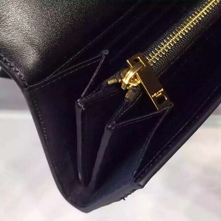 2015 New Saint Laurent Bag Cheap Sale-YSL Color Matching Wallet in Black Calfskin And White Patent Leather - Click Image to Close