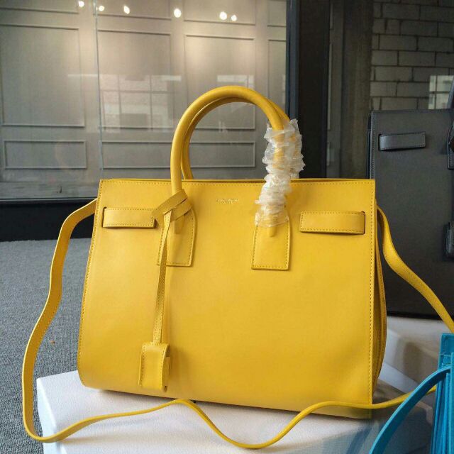 2015 New Saint Laurent Bag Cheap Sale-Saint Laurent Classic Nano Sac De Jour Bag in Yellow Leather