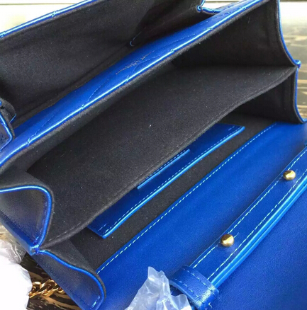 Fall/Winter 2015 Saint Laurent Bag Cheap Sale-Saint Laurent High School Satchel in Royal Blue Matelasse Leather - Click Image to Close