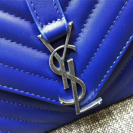 2015 New Saint Laurent Bag Cheap Sale-Saint Laurent Classic Medium COLLEGE MONOGRAM Saint Laurent Bag in Blue MATELASSE Leather - Click Image to Close