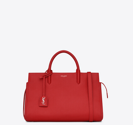 S/S 2015 New Saint Laurent Bag Cheap Sale-Saint Laurent Medium Cabas RIVE GAUCHE bag in Red Grained Leather