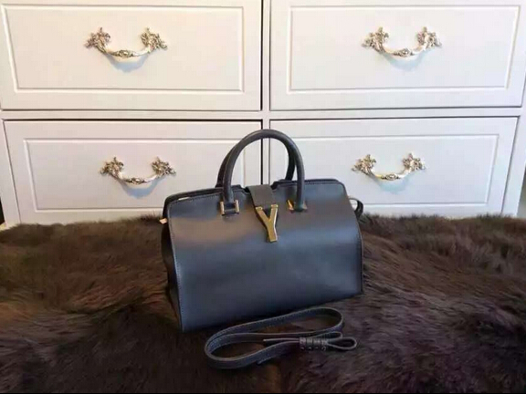 F/W 2015 New Saint Laurent Bag Cheap Sale-Saint Laurent Small Monogram Petit Cabas Y in Elephant Grey Leather