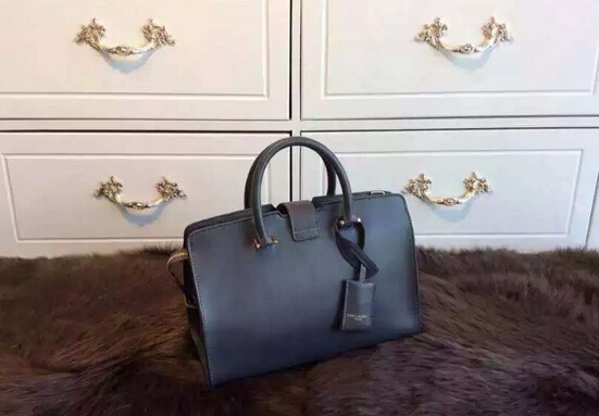 F/W 2015 New Saint Laurent Bag Cheap Sale-Saint Laurent Small Monogram Petit Cabas Y in Elephant Grey Leather - Click Image to Close