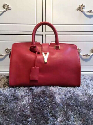 F/W 2015 New Saint Laurent Bag Cheap Sale-Saint Laurent Small Monogram Petit Cabas Y in Red Leather