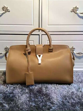 F/W 2015 New Saint Laurent Bag Cheap Sale-Saint Laurent Small Monogram Petit Cabas Y in Tan Leather