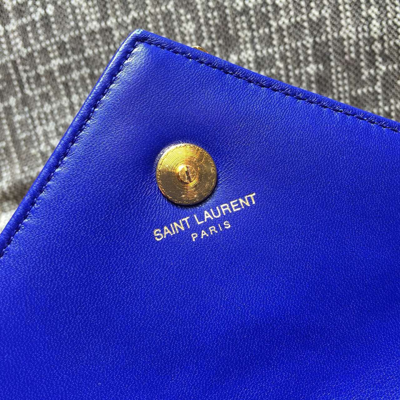 2015 Cheap YSL Outsale with Free Shipping-Saint Laurent Classic Baby Monogram Satchel in Electric Blue Matelasse Leather with Gold Hardware - Click Image to Close
