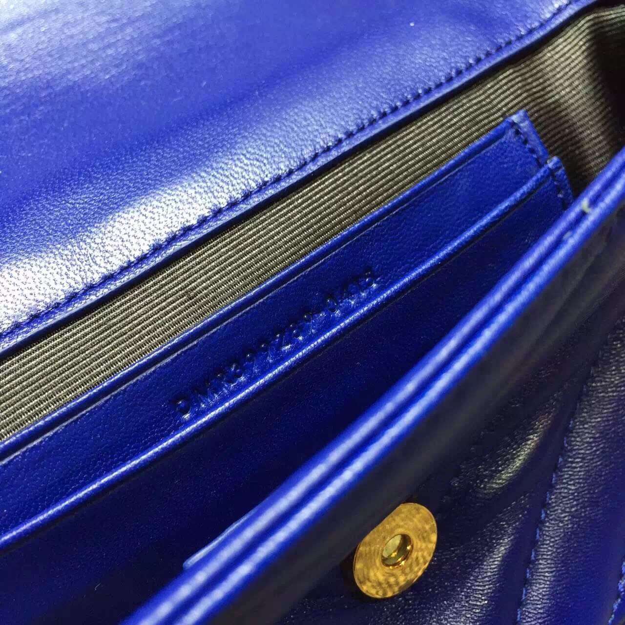 2015 Cheap YSL Outsale with Free Shipping-Saint Laurent Classic Baby Monogram Satchel in Electric Blue Matelasse Leather with Gold Hardware - Click Image to Close