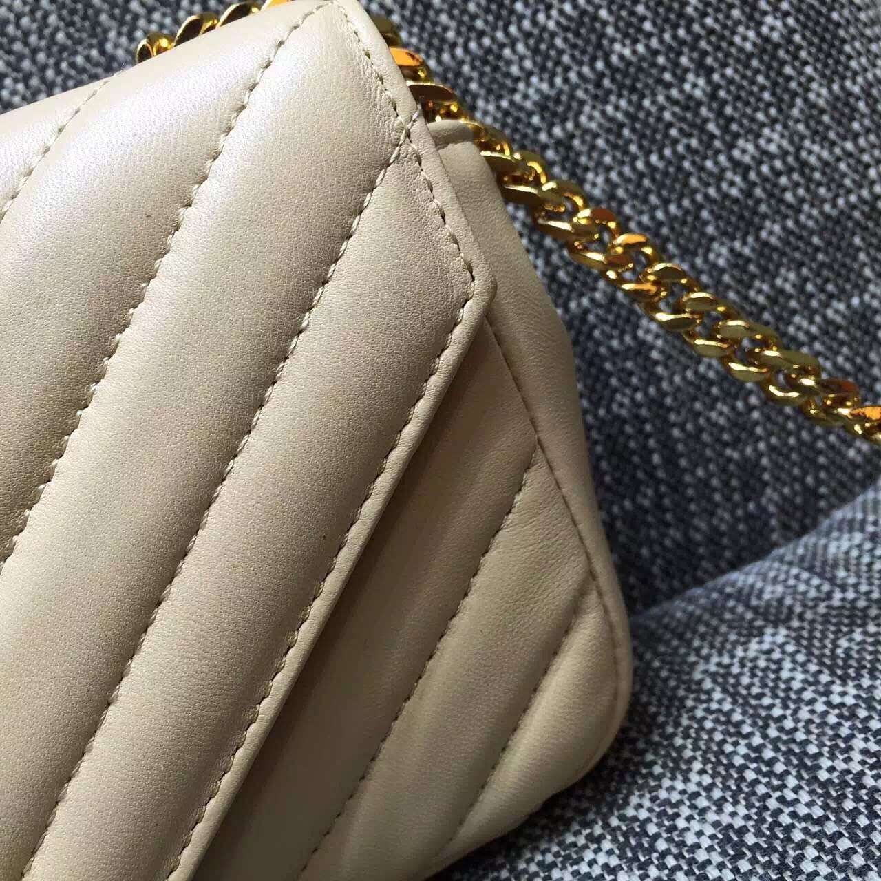 2015 Cheap YSL Out Sale with Free Shipping-Saint Laurent Classic Baby Monogram Satchel in Off-white Matelasse Leather with Gold Hardware - Click Image to Close