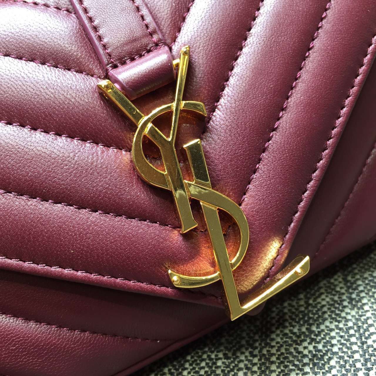 2015 Cheap YSL Out Sale with Free Shipping-Saint Laurent Classic Baby Monogram Satchel in Oxblood Matelasse Leather with Gold Hardware - Click Image to Close
