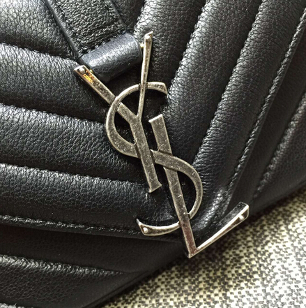 2015 Cheap YSL Outsale with Free Shipping-Saint Laurent Classic Baby Monogram Satchel in Black Matelasse Leather - Click Image to Close
