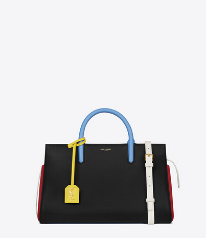 S/S 2016 New Saint Laurent Bag Cheap Sale-Saint Laurent Small Cabas Rive Gauche Bag in Black, Red, Dove White, Light Blue and Yellow Leather