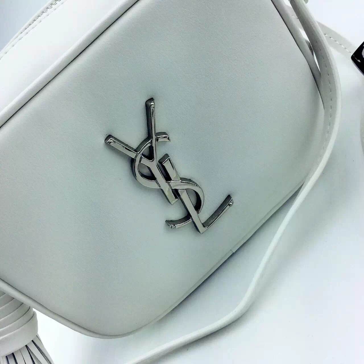 New Arrival!2016 Cheap YSL Out Sale with Free Shipping-Saint Laurent Monogram Medium Blogger Bag in Dove White Leather - Click Image to Close