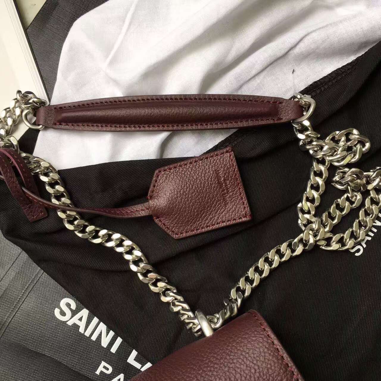 Limited Edition!2016 Saint Laurent Bags Cheap Sale-Saint Laurent Medium Sunset Monogram Bag in Bordeaux Grained Leather - Click Image to Close
