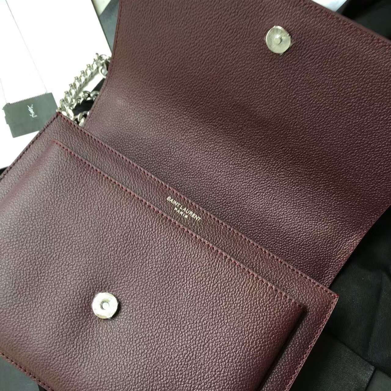 Limited Edition!2016 Saint Laurent Bags Cheap Sale-Saint Laurent Medium Sunset Monogram Bag in Bordeaux Grained Leather - Click Image to Close